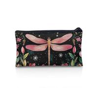 NETILGEN Estuche ligero para lápices, suministros escolares, organizador de oficina, regalo para niñas, niños, adolescentes y adultos, Flor de libélula rosa, Talla única, Mochila informal