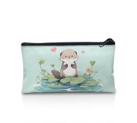 NETILGEN Estuche organizador de artículos de papelería para niños y niñas, monedero, gran capacidad, regalo de vuelta a la escuela para niños, Otter Lotus Leaf Blue, Talla única, Mochila informal