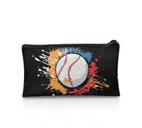 NETILGEN Estuche organizador de escritorio de gran capacidad, estuche de almacenamiento de cosméticos, bolsa de viaje, equipaje, regalo para niños, niñas y mujeres, Tinta de béisbol, Talla única,