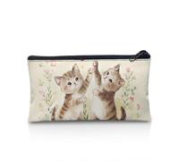 NETILGEN Estuche organizador de escritorio de gran capacidad para bolígrafos, bolsa de cosméticos, equipaje de viaje, regalo para niñas, niños y mujeres, Bonito gato beige, Talla única, Mochila