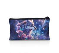 NETILGEN Estuche para bolígrafos, papelería, organizador de papelería escolar, soporte para lápices con cremallera para exámenes, bolígrafos, artículos de papelería, Lobo, rosa, mariposa, galaxia,