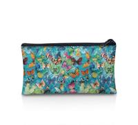 NETILGEN Estuche para bolígrafos para niños, organizador de artículos de papelería, duradero, suministros escolares, viajes, equipaje, oficina, almacenamiento de artículos de papelería, Azul mariposa,