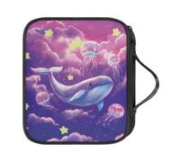 NETILGEN Estuche para ganchos de ganchillo, bolsas vacías con cremallera, bolsa de almacenamiento portátil de ganchillo con asa y ranuras para ganchillo, accesorios, Galaxy Whale