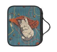 NETILGEN Estuche para ganchos de ganchillo, bolsas vacías con cremallera, bolsa de almacenamiento portátil de ganchillo con asa y ranuras para ganchillo, accesorios, Tejido de gato