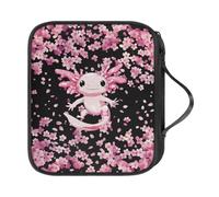 NETILGEN Estuche para ganchos de ganchillo, bolsas vacías con cremallera, bolsa de almacenamiento portátil de ganchillo con asa y ranuras para ganchillo, accesorios, Cherry Blossoms Axoltl