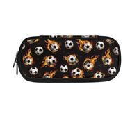 NETILGEN Estuche para lápices de gran capacidad para niños, con doble cremallera, organizador de artículos de papelería, caja para bolígrafos, Balón de fútbol de fuego, Mochila escolar