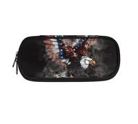NETILGEN Estuche para lápices de gran capacidad para niños, con doble cremallera, organizador de artículos de papelería, caja para bolígrafos, Águila de bandera americana, Mochila escolar