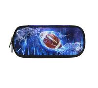 NETILGEN Estuche para lápices de gran capacidad para niños, con doble cremallera, organizador de artículos de papelería, caja para bolígrafos, Balón de rugby Blue Flame, Mochila escolar