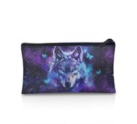 NETILGEN Estuche para lápices de gran capacidad, suministros escolares, organizador de oficina, regalo para niñas, niños, adolescentes y adultos, Lobo Azul Mariposa Galaxia, Talla única, Mochila