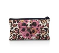 NETILGEN Estuche para lápices, estuche para bolígrafos, organizador de papelería escolar, bonito estuche de maquillaje, regalo para estudiantes de primay secundaria, Margarita con estampado de vaca,