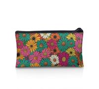 NETILGEN Estuche para lápices, estuche para bolígrafos, organizador de papelería escolar, bonito estuche de maquillaje, regalo para estudiantes de primay secundaria, Margarita rosa y verde, Talla