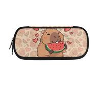 NETILGEN Estuche para lápices para niños y niñas, soporte para lápices de papelería de vuelta a la escuela con compartimentos, Capybara Summer Watermelon, Mochila escolar