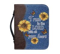 NETILGEN Funda de piel sintética con cremallera y asa para iglesia, con texto en inglés "Trust in the Lord with All Your Heart", para mujeres y hombres