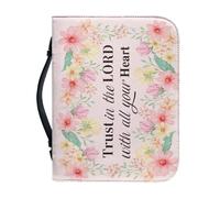 NETILGEN Funda para la Biblia con asa o funda protectora para libros de mujer y niña, de piel sintética, para iglesia, bolsa de mano portátil, Confía en el Señor con todo tu corazón, 2XL-22.9x30.5 cm