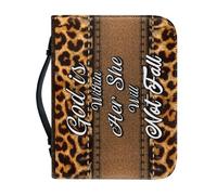NETILGEN Funda para la Biblia con asa o funda protectora para libros de mujer y niña, de piel sintética, para iglesia, bolsa de mano portátil, God is Within Her She Will Not Fall, XL-20.3x28.5 cm