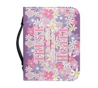 NETILGEN Funda para la Biblia con asa o funda protectora para libros de mujer y niña, de piel sintética, para iglesia, bolsa de mano portátil, Daisy Trust in the Lord With All Your Heart, M-23.4X16 cm