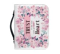 NETILGEN Funda para la Biblia para mujeres, hombres y niñas, de piel sintética, grande, para llevar libros, bolsa de iglesia, regalos cristianos, Confía en el Señor con todo tu corazón, L-25.9x17.8 cm