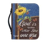 NETILGEN Funda para la Biblia para mujeres, hombres y niñas, de piel sintética, grande, para llevar libros, bolsa de iglesia, regalos cristianos, God is Within Her She Will Not Fall, 2XL-22.9x30.5 cm