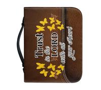 NETILGEN Funda para la Biblia para mujeres, hombres y niñas, de piel sintética, grande, para llevar libros, bolsa de iglesia, regalos cristianos, Butterfly Vintage Trust in the Lord With All Your