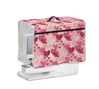 NETILGEN Funda protectora acolchada para máquina de coser para decoración del día de San Valentín con asa lateral y superior transparente, para máquinas de coser domésticas, color rosa