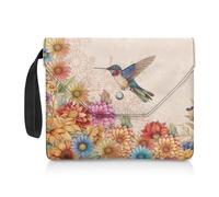 NETILGEN Funda protectora de libro para amantes de la lectura, lavable, con asa de transporte acolchada, regalo para lector, 11.8 x 9.4 pulgadas, flor de colibrí, beige