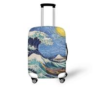 NETILGEN Funda protectora para equipaje de viaje, protector de rueda, grosor elástico, protectores de equipaje con cremallera en la parte inferior, Van Gogh Wave, M(22"-24")