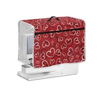 NETILGEN Funda protectora para máquina de coser doméstica con lateral transparente y asa superior, protector antipolvo universal acolchado para máquina de coser, día de San Valentín, corazones