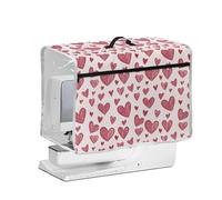 NETILGEN Funda protectora para máquinas de coser domésticas para el día de San Valentín, corazones rosados, cubierta protectora antipolvo con bolsillo lateral transparente y frontal con cremallera