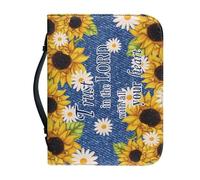 NETILGEN Fundas de cuero para la Biblia, confía en el Señor con todo tu corazón, bolsas de transporte para mujeres y hombres, funda protectora con asa