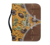 NETILGEN Fundas de cuero para la Biblia, confía en el Señor con todo tu corazón, girasol, libro de la Biblia, bolsas de transporte para mujeres y hombres, funda protectora con asa