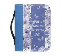 NETILGEN Fundas de cuero para la Biblia God is Within Her She Will Not Fall. Bolsas de transporte para mujeres y hombres, funda protectora para la iglesia con asa