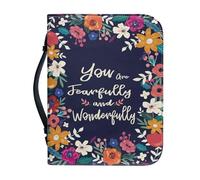 NETILGEN Fundas de cuero para la Biblia para mujer, con texto en inglés "You are Fearfully and Wonderfully", funda de transporte de la Biblia para la iglesia, escuela, viajes, bolsos portátiles con