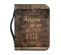 NETILGEN Fundas de piel sintética para la Biblia para mujeres y hombres, God is Within Her She Will Not Fall. Funda de gran capacidad para libros, ranuras para bolígrafos, regalos cristianos