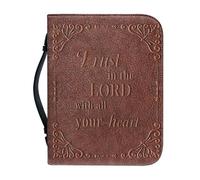 NETILGEN Fundas de piel sintética para la Biblia para mujeres y hombres, retro, confía en el Señor con todo tu corazón, gran capacidad, para libros, ranuras para bolígrafos, regalos cristianos