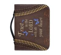 NETILGEN Fundas de piel sintética para la Biblia para mujeres y niñas, bolsa de iglesia con asa y cremallera, resistente a las manchas, protección de la Biblia, confía en el Señor con todo tu corazón