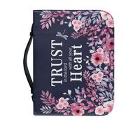 NETILGEN Fundas de piel sintética para la Biblia para mujeres y niñas, bolsa de iglesia con asa y cremallera, resistente a las manchas, protección de la Biblia, confía en el Señor con todo tu corazón