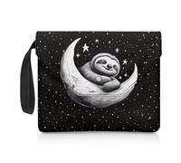 NETILGEN Fundas para libros de tapa blanda reutilizables, fundas protectoras para libros de texto con asa de transporte, lavable, 11.8 x 9.4 pulgadas, estrella de luna y perezoso