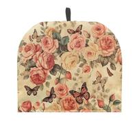 NETILGEN Tea Cozy - Funda para tetera, mantiene el té caliente, aislada, lavable a máquina, calentador de desayuno, calentador de tetera, decoración del hogar, cocina, mariposa retro rosa