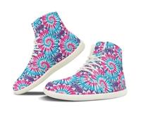 NETILGEN Zapatillas altas de mujer de piel sintética con cordones, zapatillas de correr de malla antideslizantes, zapatos de tenis descalzos, Batik en estilo mandala, 44 EU