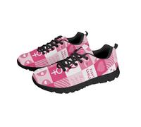 NETILGEN Zapatillas de correr cómodas con tejido de malla de aire para mujer, zapatos con cordones para gimnasio, deportes, fitness, zapatillas de correr, Puzzle de conciencia del cáncer de mama, 42