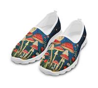NETILGEN Zapatillas de mujer con estampado de mariposas y hongos, cómodas, antideslizantes, sin cordones, zapatillas de correr, zapatos planos con suela EVA., Seta de luna, 37 EU