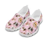 NETILGEN Zapatillas deportivas para mujer, de malla baja, ligeras, planas, transpirables, para caminar, Gato perro rompecabezas, 38 EU