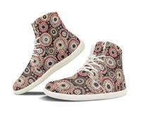 NETILGEN Zapatillas descalzas con puntera ancha para mujer, transpirables, antideslizantes, con suela Zero Drop, cordones, Estilo mandala, 38 EU