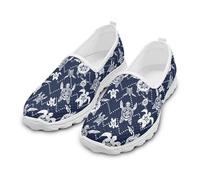 NETILGEN Zapatillas sin cordones para mujer, cómodas, acolchadas, bajas, ligeras, para primavera y verano, zapatos planos para caminar, Rompecabezas de tortuga marina, 39 EU