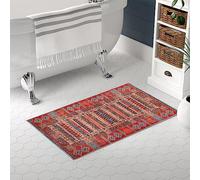 NETLINE HOME Alfombra lavable a máquina para cocina, dormitorio, comedor y sala de estar, apta para mascotas para niños, alfombra de diseño oriental, pelo bajo, antideslizante (rojo multicolor, 60 x