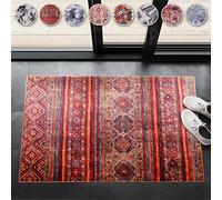 NETLINE HOME Alfombras lavables para sala de estar, alfombra tradicional de tejido plano antideslizante, alfombra decorativa de pelo bajo, alfombras vintage, diseño bohemio, alfombras plegables para