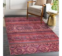 NETLINE HOME Alfombras lavables para sala de estar, alfombra tradicional de tejido plano antideslizante, alfombra decorativa de pelo bajo, alfombras vintage, diseño bohemio, alfombras plegables para