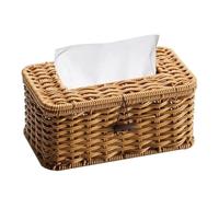 Netoches Cubierta de Caja de PañUelos Rectangular de RatáN, Soporte para PañUelos Tejido Bohemio, Dispensador de PañUelos de Granja Vintage para el Hogar