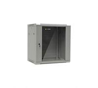 NETRACK Armario colgante de 19 pulgadas, 12 U/600 x 450 mm - gris, puerta de cristal, lados abiertos