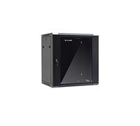 Netrack Armario de Pared Rack 19", 12U/450 mm, Negro, Puerta de Cristal, Panel Lateral extraíble